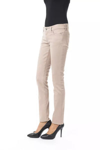 Thumbnail for Elegant Beige Slim Fit Pants with Unique Chain Detail