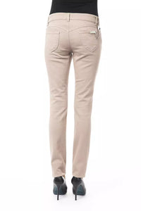 Thumbnail for Elegant Beige Slim Fit Pants with Unique Chain Detail