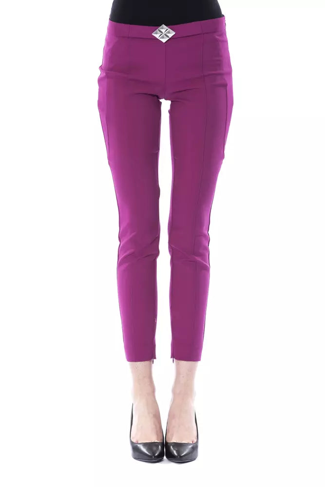 Elegant Purple Skinny Pants with Chic Zip Detail