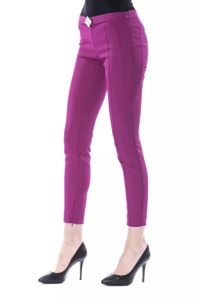 Elegant Purple Skinny Pants with Chic Zip Detail