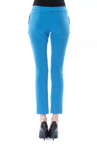 Thumbnail for Chic Light Blue Skinny Pants with Zip Closure