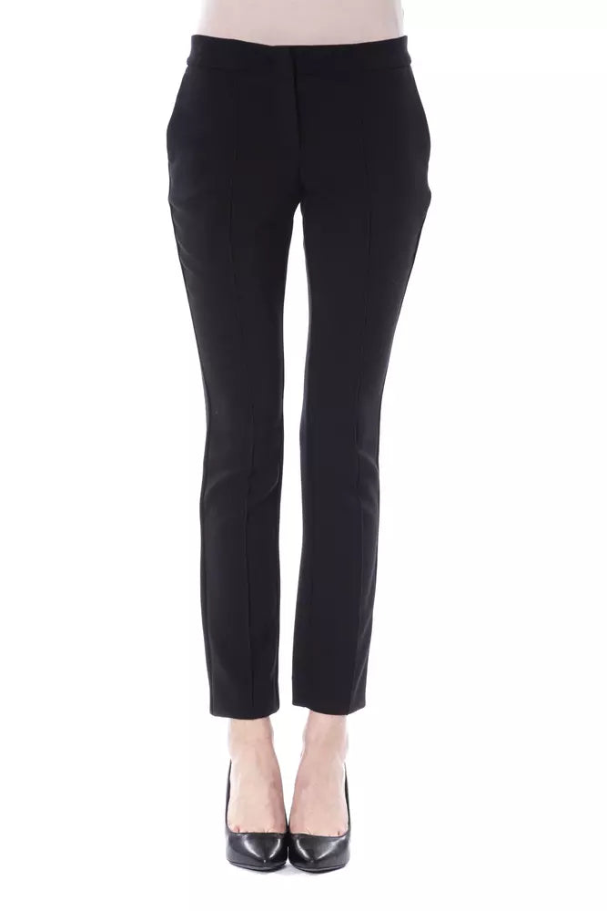 Elegant Black Skinny Pants with Unique Detail