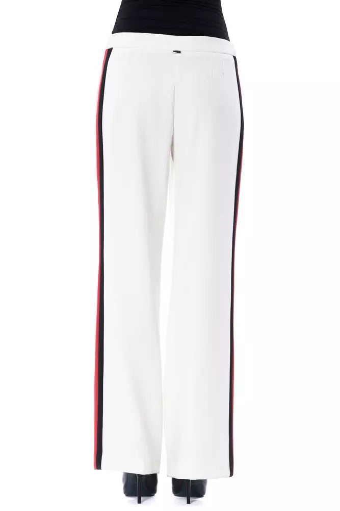 Elegant White Stripe-Detailed Trousers