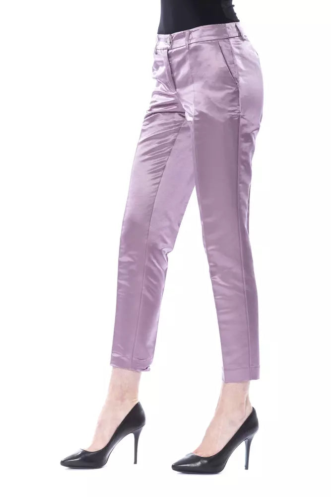 Elegant Purple Cotton-Silk Blend Pants