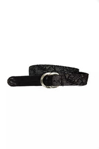Thumbnail for Elegant Black Textured Weave Leather Belt