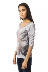 Thumbnail for Chic Open Neck Long Sleeve Tee in Gray