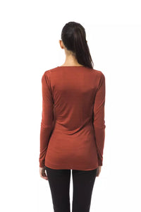 Thumbnail for Elegant Copper V-Neck Long Sleeve Tee