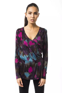 Thumbnail for Multicolor V-Neck Long Sleeve T-Shirt