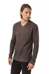 Thumbnail for Classic V-Neck Patterned Sweater in Earthy Brown