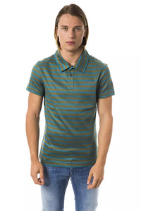 Thumbnail for Green Striped Cotton Polo with Chest Embroidery