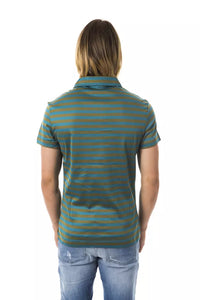 Thumbnail for Green Striped Cotton Polo with Chest Embroidery