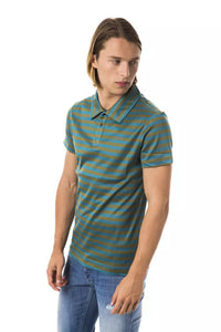 Thumbnail for Green Striped Cotton Polo with Chest Embroidery