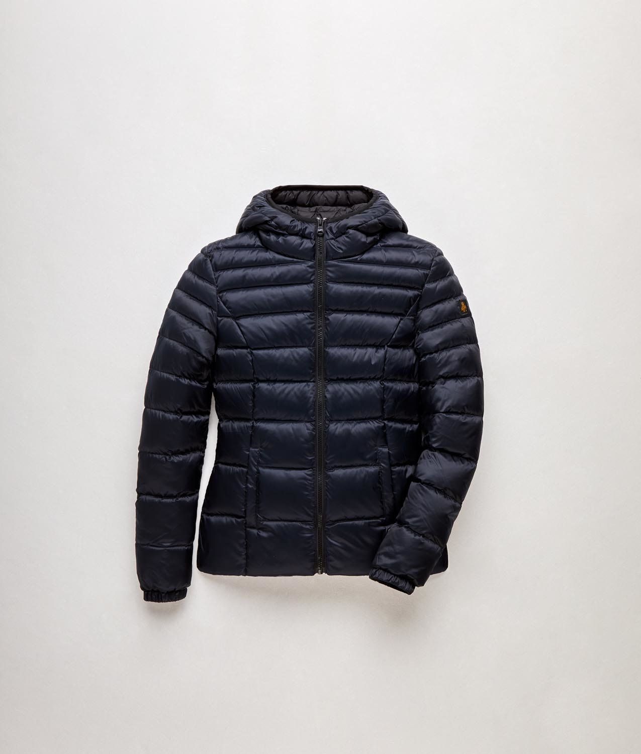 Elegant Satin-Feel Down Jacket in Dark Blue