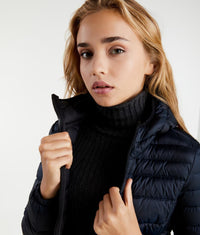 Thumbnail for Elegant Satin-Feel Down Jacket in Dark Blue