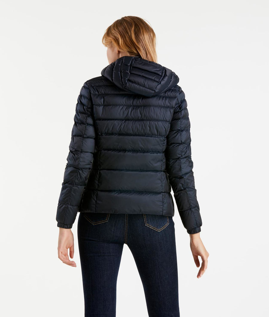 Elegant Satin-Feel Down Jacket in Dark Blue