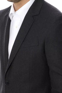 Thumbnail for Elegant Gray Wool Men's Blazer