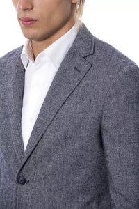 Thumbnail for Elegant Blue Single-Breasted Blazer