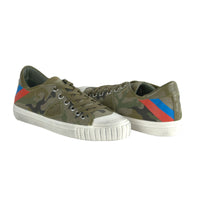 Thumbnail for Gare L U Bandes Camou Vert Leather Sneakers