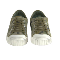 Thumbnail for Gare L U Bandes Camou Vert Leather Sneakers