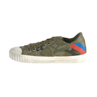 Thumbnail for Gare L U Bandes Camou Vert Leather Sneakers