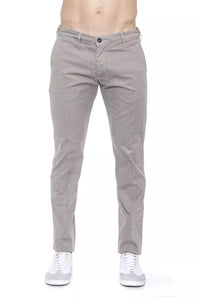Thumbnail for Beige Cotton Trousers with Chic Micro-Pattern