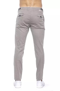 Thumbnail for Beige Cotton Trousers with Chic Micro-Pattern