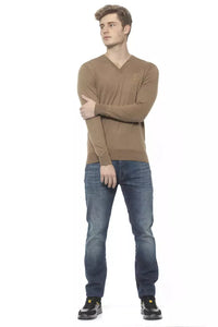 Thumbnail for Elegant Beige V-Neck Cashmere Sweater for Men