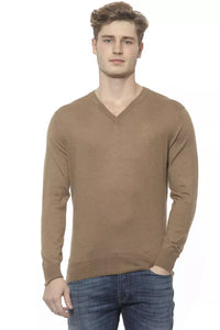 Thumbnail for Elegant Beige V-Neck Cashmere Sweater for Men