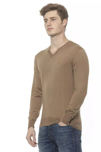 Thumbnail for Elegant Beige V-Neck Cashmere Sweater for Men