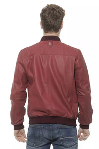 Thumbnail for Elegant Burgundy Men's Leather Bomber