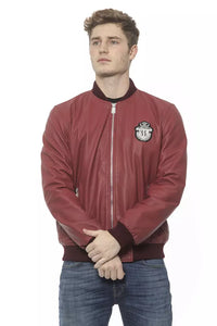 Thumbnail for Elegant Burgundy Men's Leather Bomber