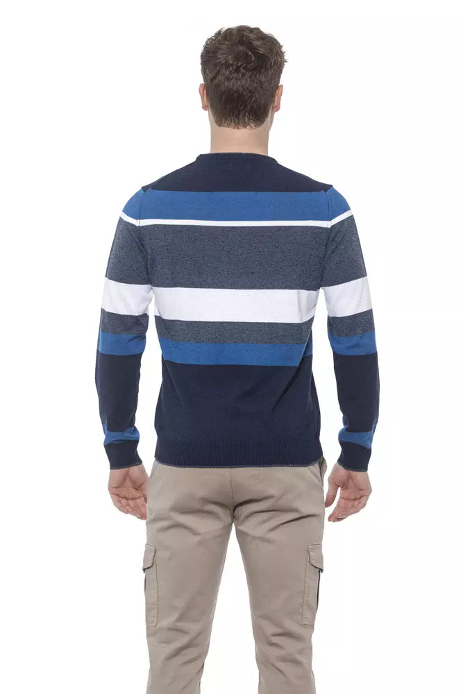 Elegant Striped Crewneck Sweater in Blue