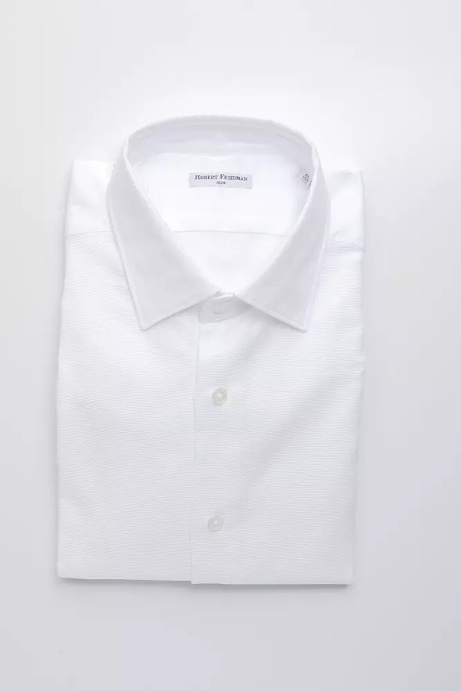 Elegant White Slim-Fit Cotton Shirt