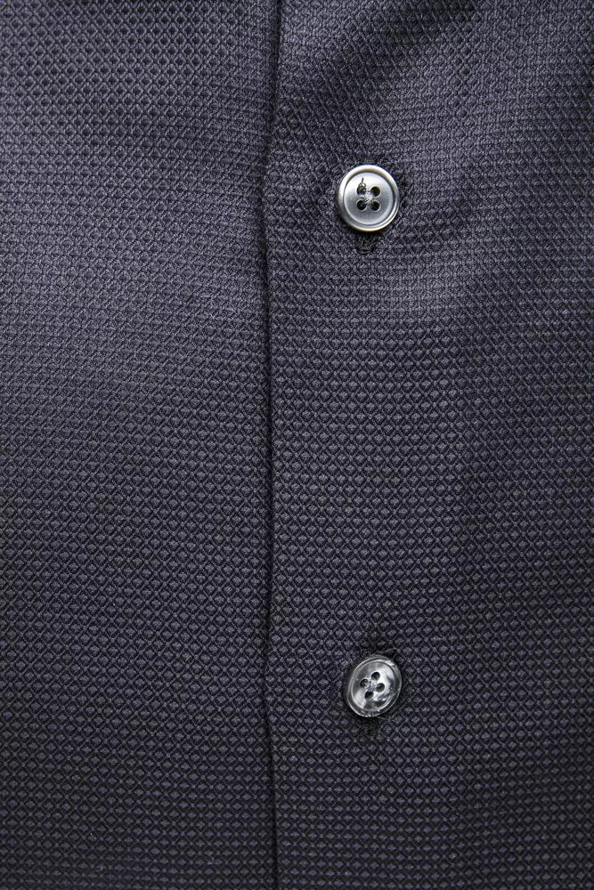 Elegant Medium Slim Collar Men's Blue Shirt