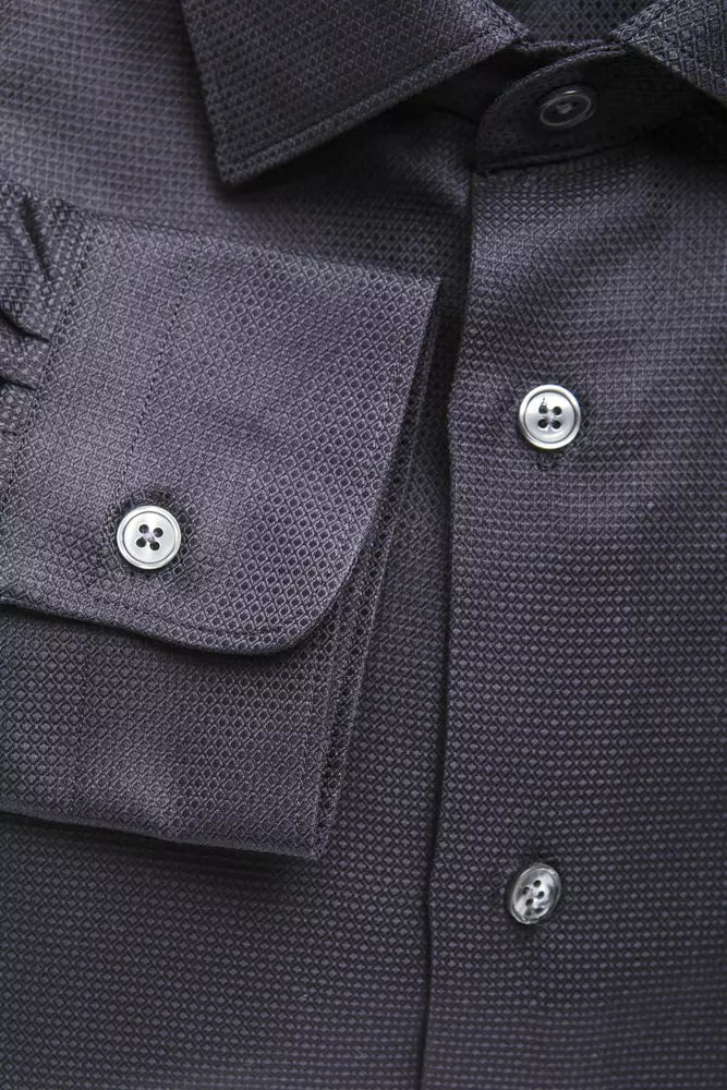 Elegant Medium Slim Collar Men's Blue Shirt