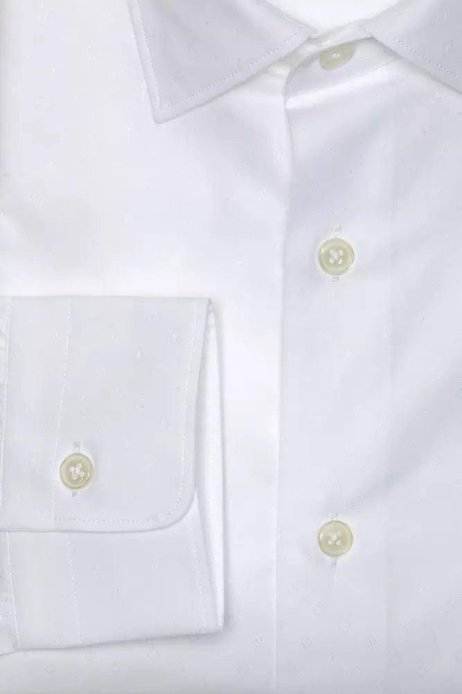 Elegant White Cotton Slim Shirt for Men