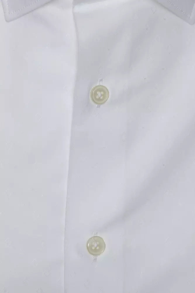 Elegant White Cotton Slim Shirt for Men