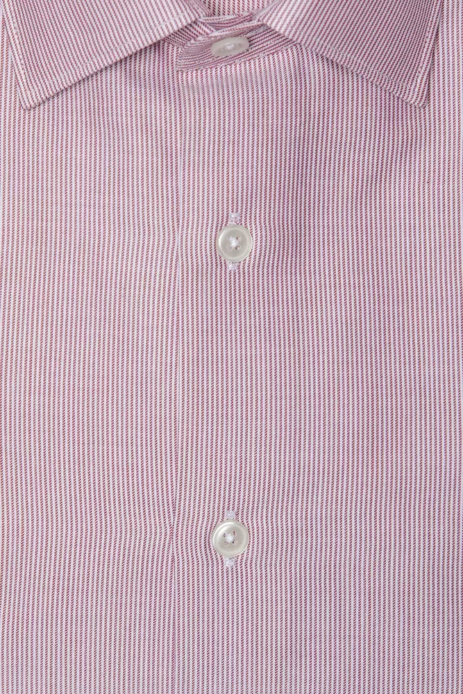 Chic Pink Cotton Slim Collar Shirt
