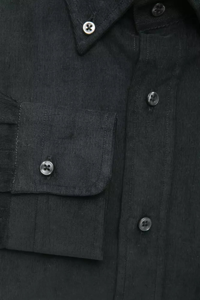 Elegant Black Button-Down Cotton Shirt