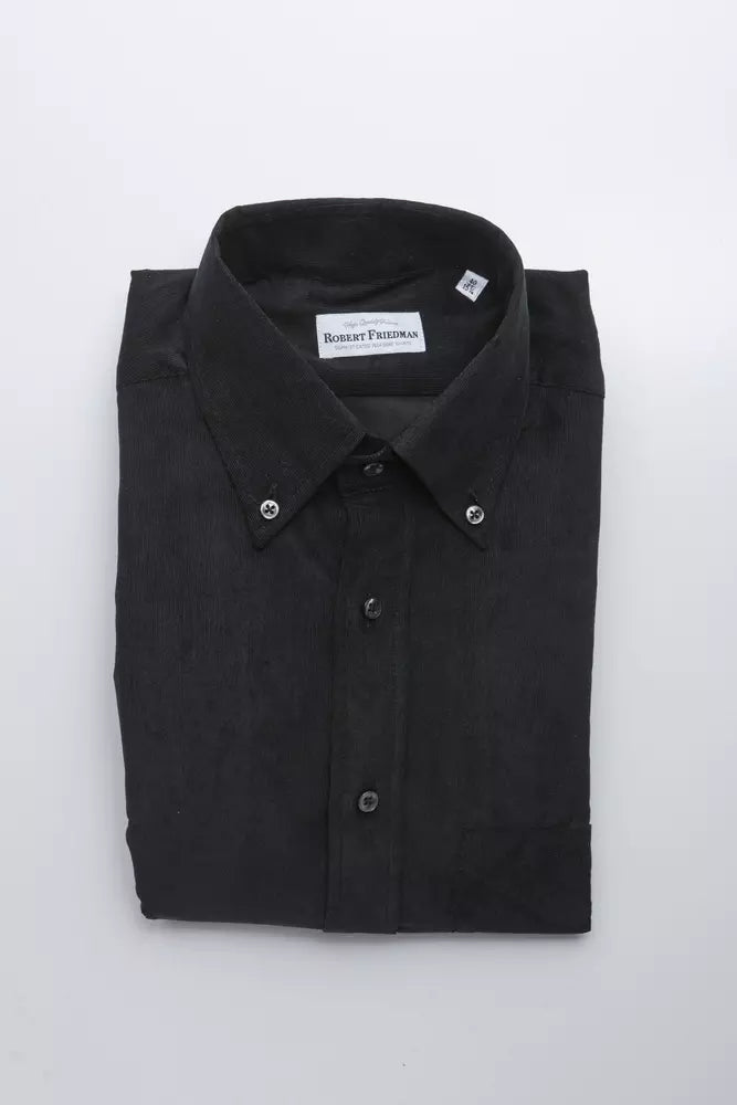 Elegant Black Button-Down Cotton Shirt