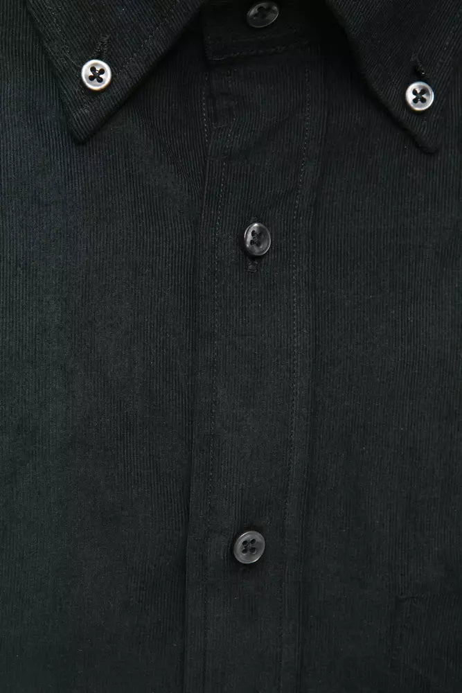 Elegant Black Button-Down Cotton Shirt