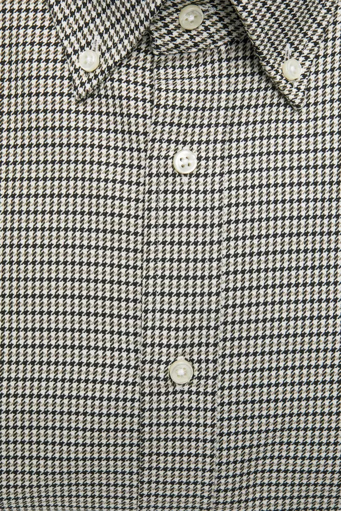 Beige Cotton Button Down Regular Shirt