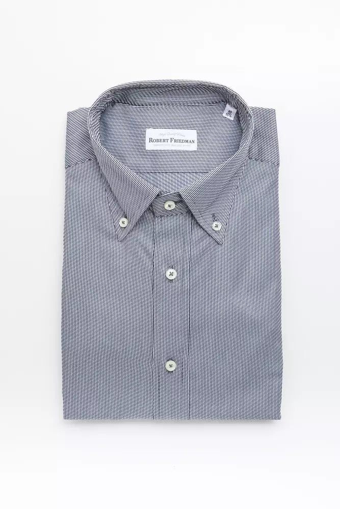 Elegant Blue Cotton Button-Down Shirt
