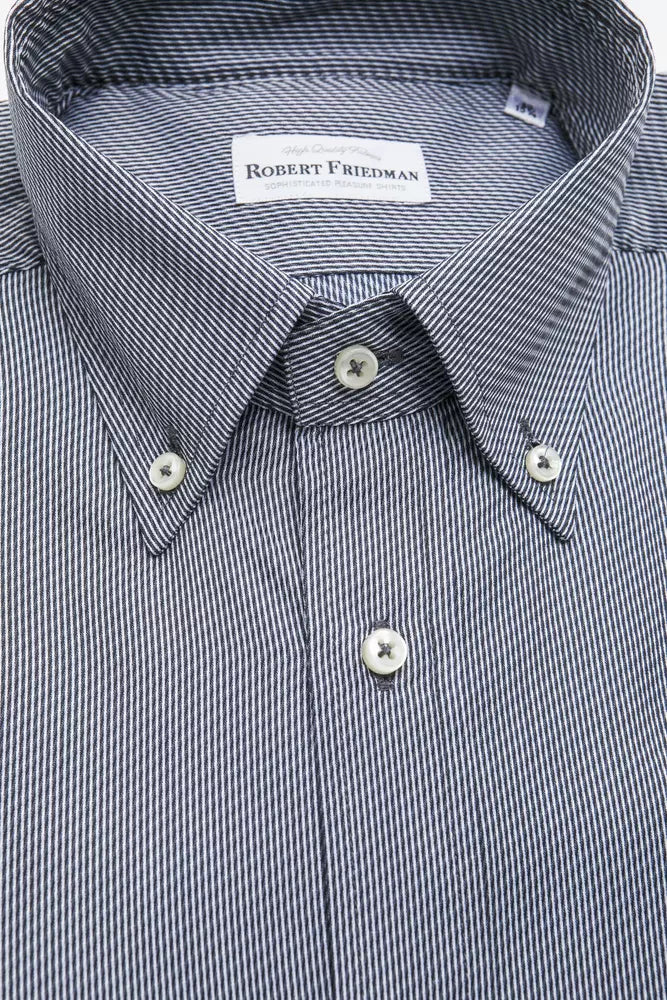 Elegant Blue Cotton Button-Down Shirt