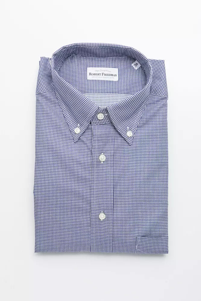 Elegant Blue Cotton Button-Down Shirt
