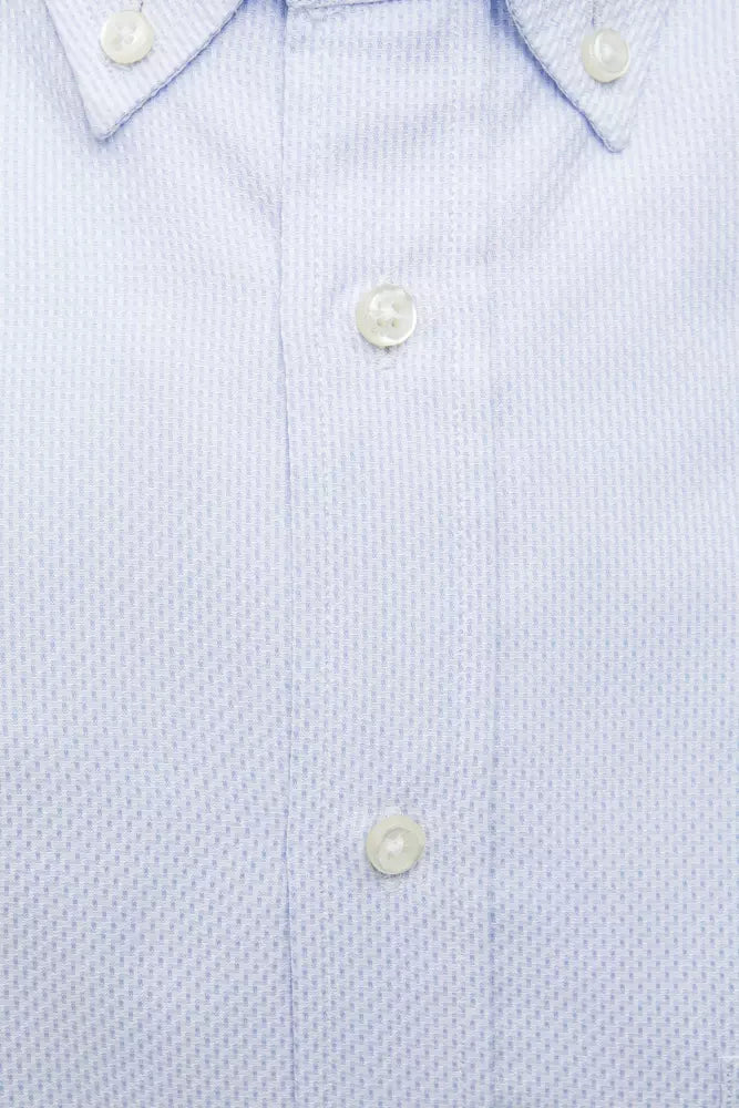 Elegant Light Blue Cotton Button-Down Shirt