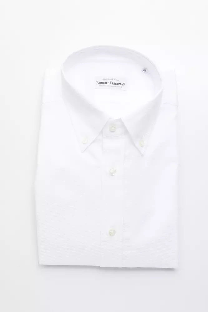 Elegant White Cotton Button-Down Shirt