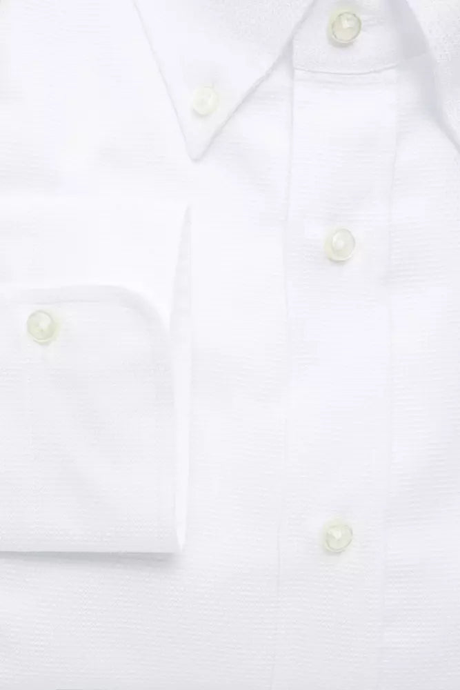 Elegant White Cotton Button-Down Shirt