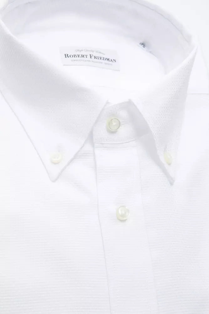 Elegant White Cotton Button-Down Shirt