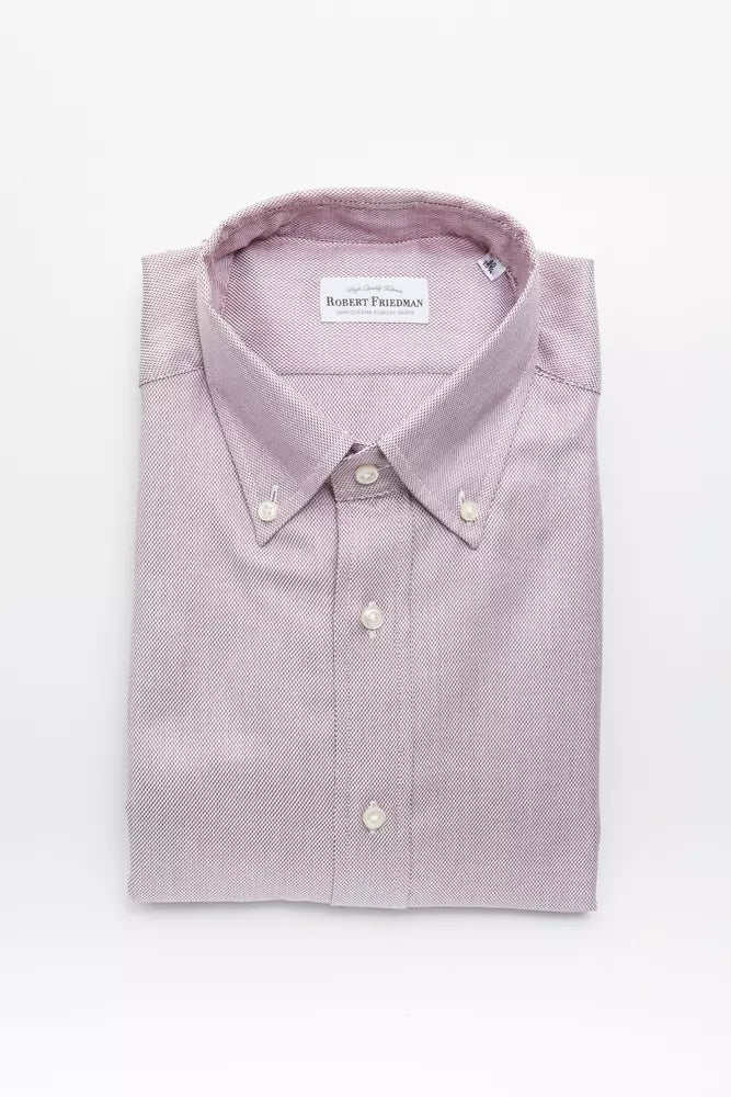 Elegant Red Cotton Button-Down Shirt